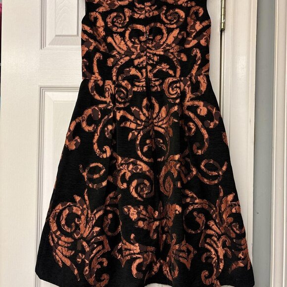 Elegant Anthropologie Yoana Baraschi Mirissa Black Orange Burnout Dress 0P - Picture 8 of 8